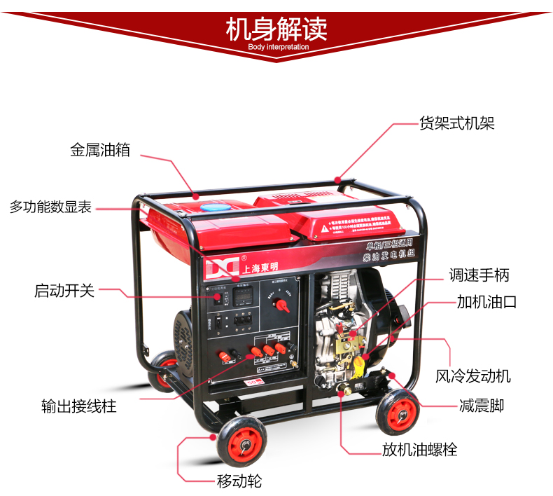 单三相6kw柴油发电机机身解读